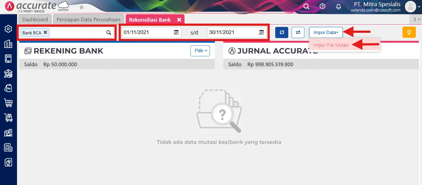 cara rekonsiliasi bank secara massal